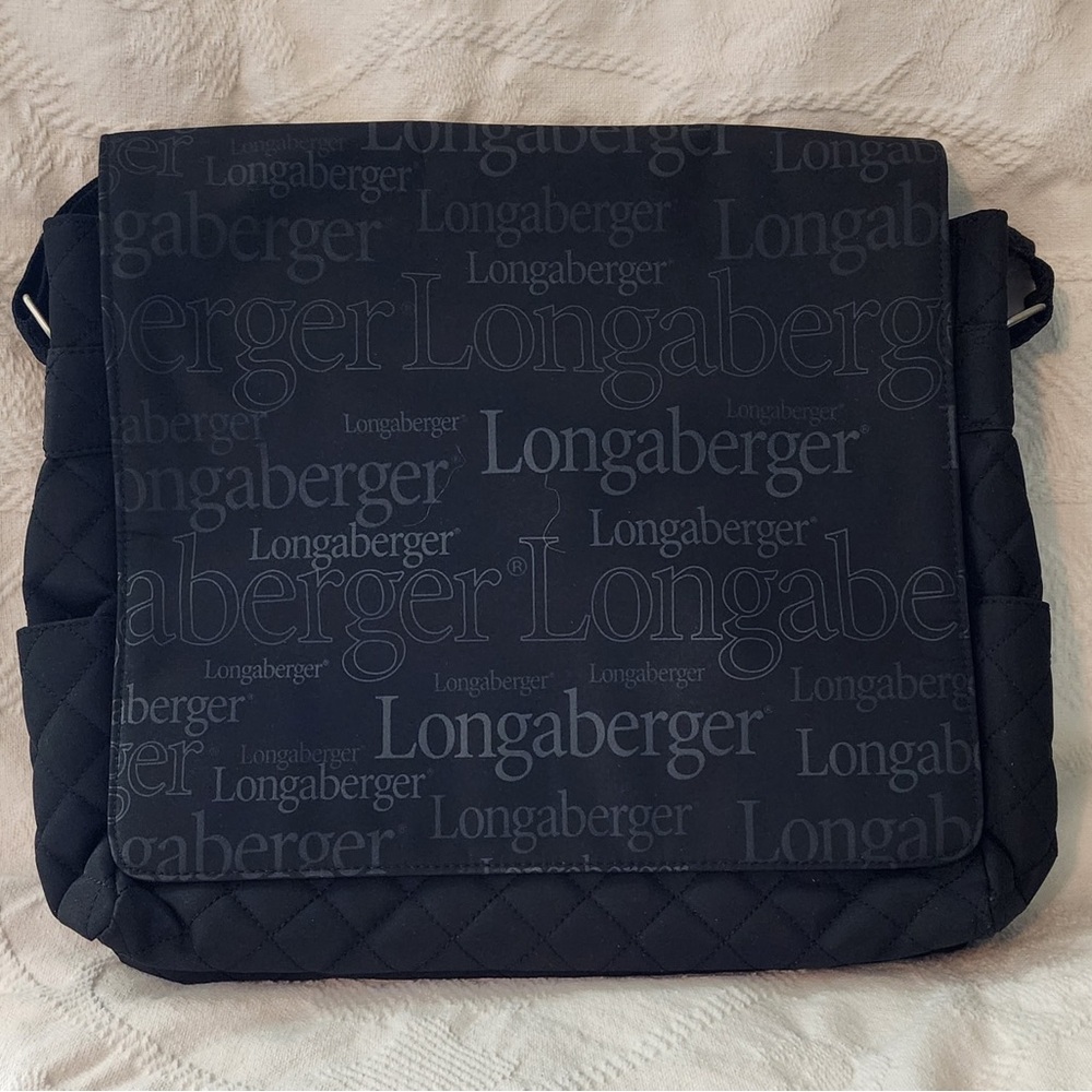 Longaberger Black Quilted Messenger Bag